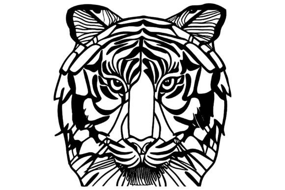 Download Tiger Head Line Art Ornament Vector - Premium Bundle