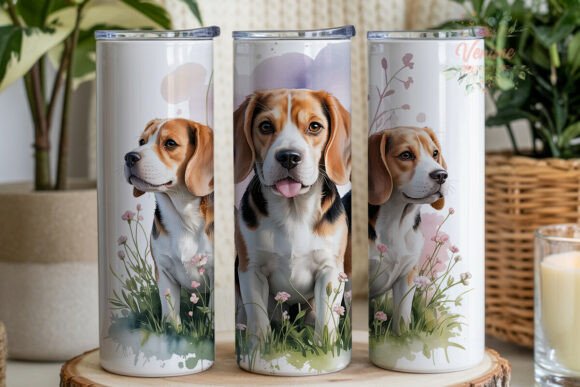 Download Watercolor Beagle Dog Floral Tumbler - Watercolor Collection