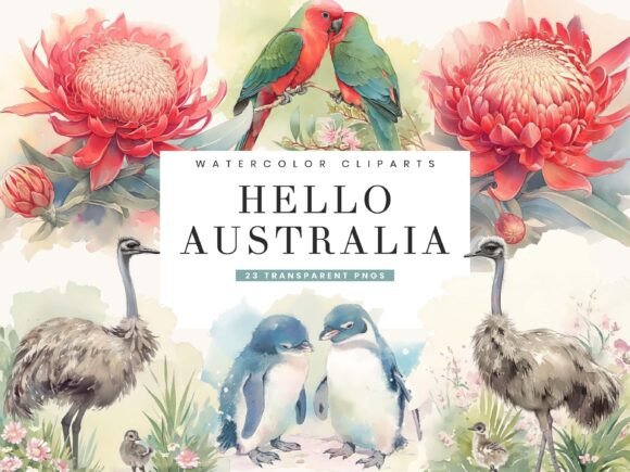 Download Watercolor Hello Australia Clipart - Watercolor Collection