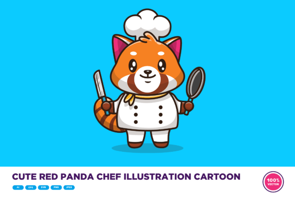Download Cute Red Panda Chef Illustration Cartoon - Premium Resources
